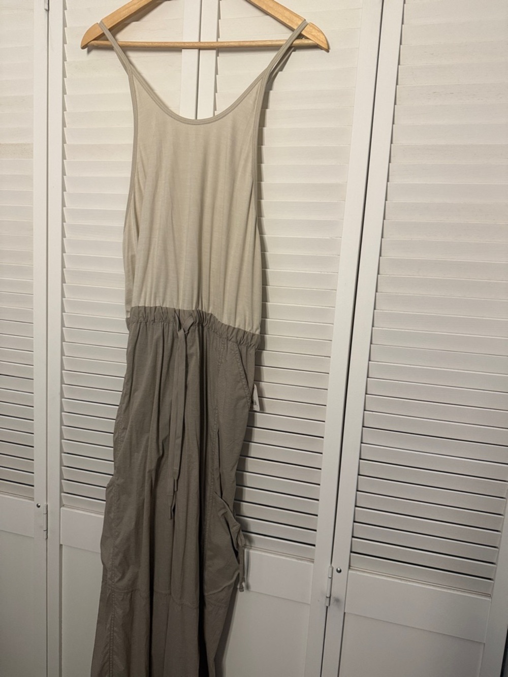 FP Movement by Free People Two-Tone Cream and Taupe Tank Jumpsuit